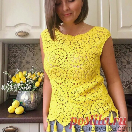 Майки топы крючком мотивами. Схема ажурного мотива крючком для кофточки Летний топ крючком из мотивов. Схема ажурного мотива крючком для кофточки