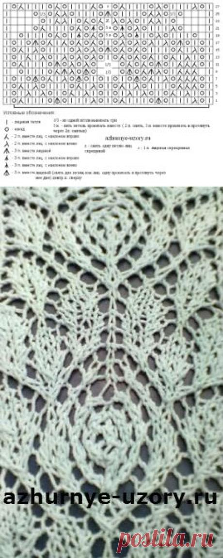 Узор спицами Розы | Ажурные Узоры