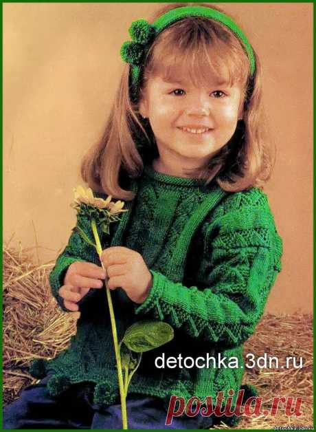 Вязаный пуловер с оригинальной отделкой - Вязание пуловеров для девочек - Вязание девочкам - Вязание для малышей - Вязание для детей. Вязание спицами, крючком для малышей