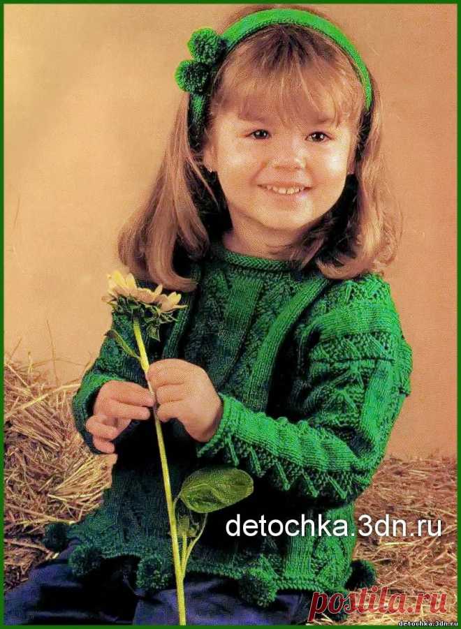 Вязаный пуловер с оригинальной отделкой - Вязание пуловеров для девочек - Вязание девочкам - Вязание для малышей - Вязание для детей. Вязание спицами, крючком для малышей
