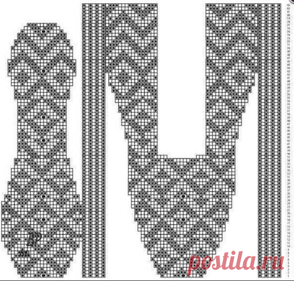 Жаккардовые тапочки спицами