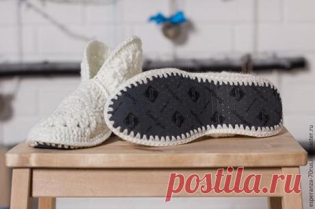 Милые домашние тапочки крючком - Ярмарка Мастеров - ручная работа, handmade