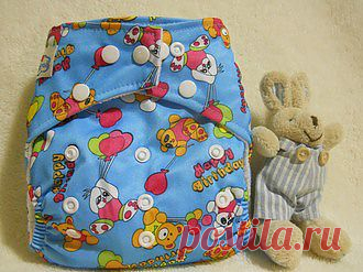 Многоразовые подгузники ― Многоразовые подгузники BabyLand голубой с мишками
