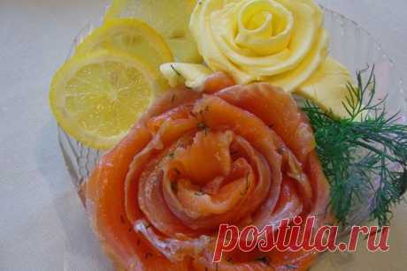 Как сделать розочки из красной рыбы (семги и лосося)