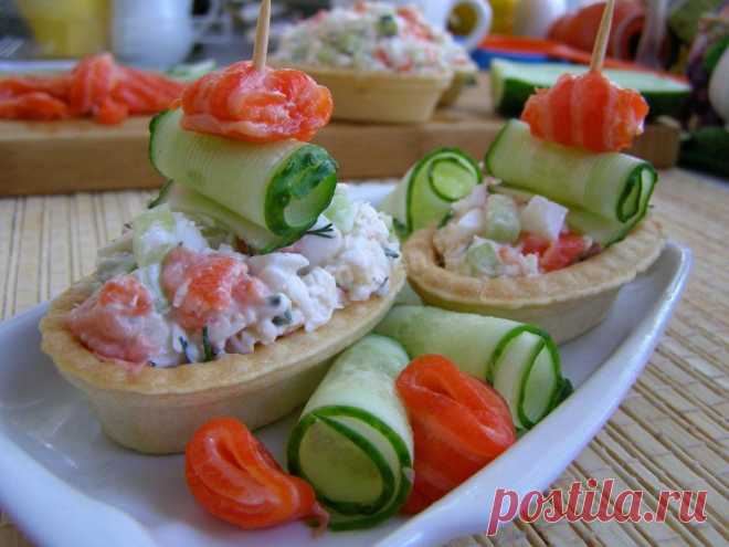 Тарталетки с красной рыбой салат рецепт с фото пошагово - 1000.menu