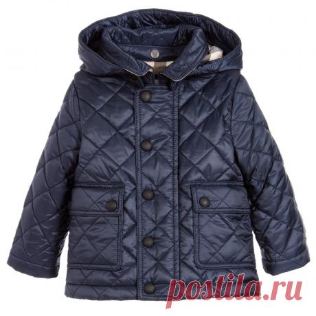 Burberry - Baby Navy Blue Quilted Jacket | Childrensalon