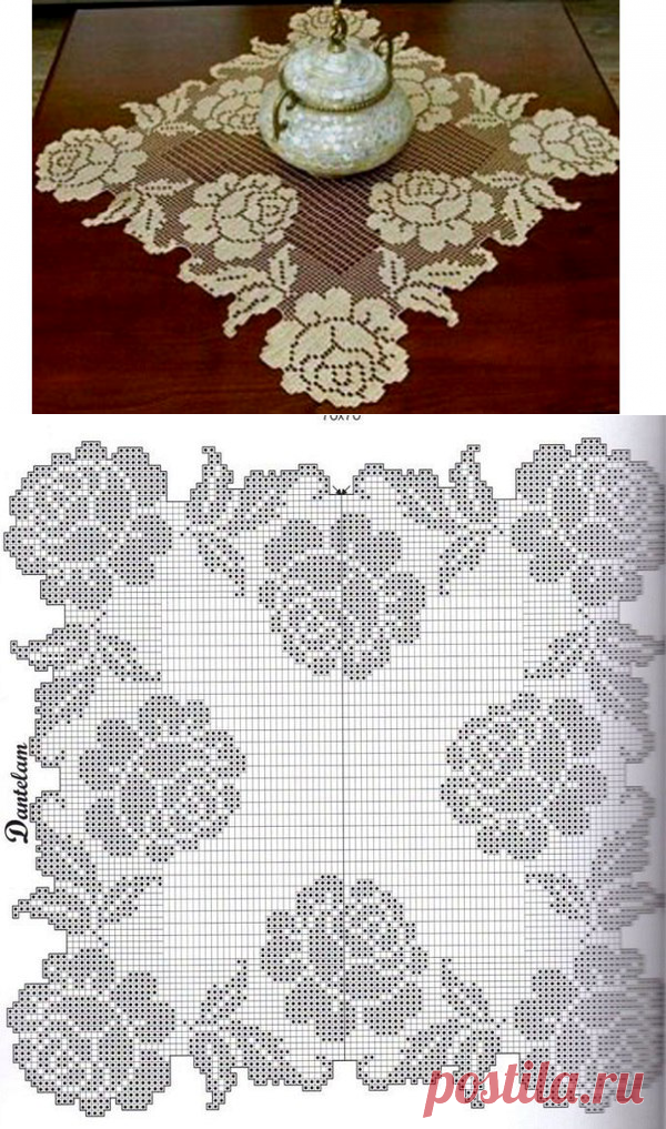 Очаровательная салфетка с розами