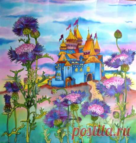 &quot;Волшебный зАмок&quot;, холодный батик.Платок -картина.Мастер класс от ИгнатовойВиктории. | Очумелые ручки