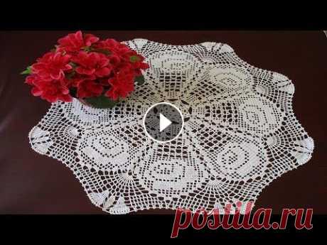 САЛФЕТКА КРЮЧКОМ С РОЗОЧКАМИ - МАСТЕР КЛАСС. ЧАСТЬ 1 Диаметр 54 см, нитки &quot;роза&quot; (50г/320м, 70 грамм), крючок 1,25. В первой части видео мк вязание рядов 1-13. Благодарность автору за мк и подд...