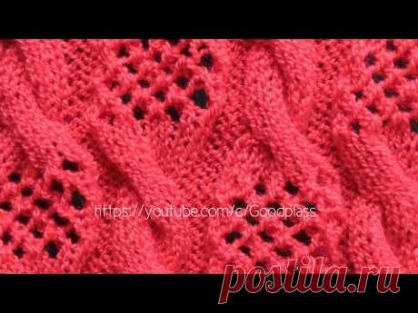 Вязание ажурного узора спицами. Косы с ажурными вставками.  Knitting(Hobby)
