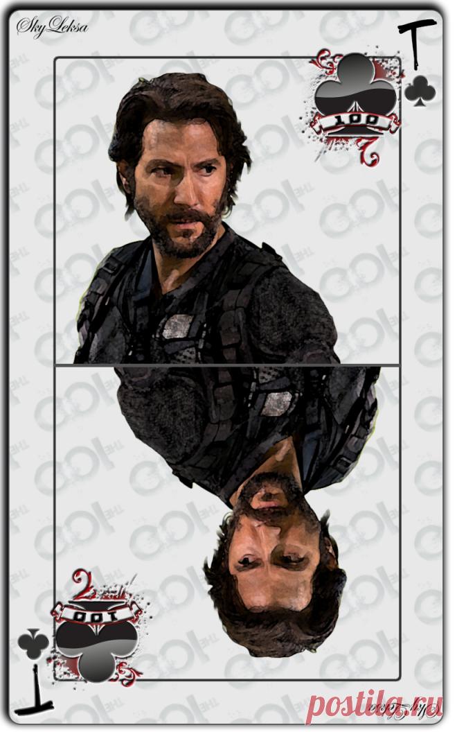 Deck of cards "The 100". ACE of clubs Marcus Kane.  Complete set of cards link: https://vk.com/album-123050684_243155769   #photoshop_skyleksa #the100 #marcuskane