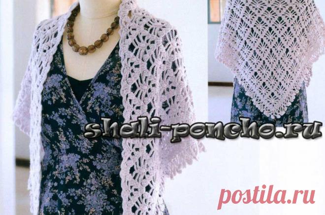 Шаль Паучки с пышными столбиками