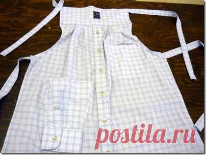 Men's dress shirt becomes apron (need to clean out hubbies closet, he he he) | aprons