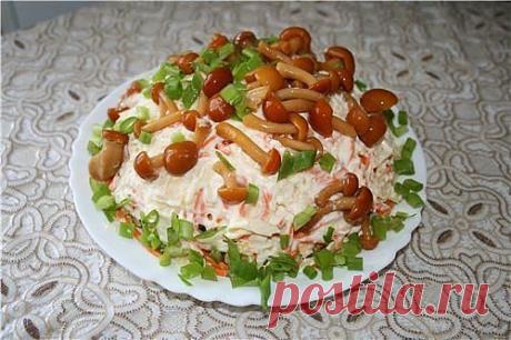 шеф-повар Одноклассники: Салат с грибами и мясом "Лукошко"
