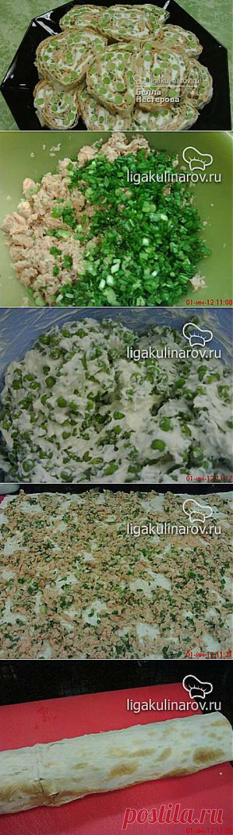 Рулет с форелью и зеленым горошком – рецепт с фото от Лиги Кулинаров, пошаговый рецепт