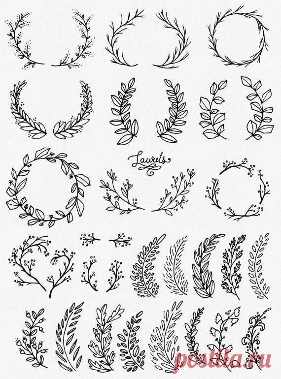 Whimsical Laurels & Wreaths Clip Art // by thePENandBRUSH on Etsy