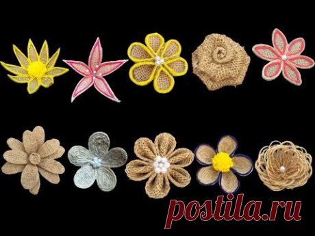 Easy 10 different types of jute burlap flowers || Jute  burlap craft flower
