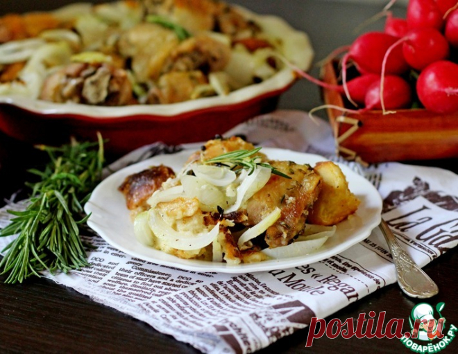 Курица, запеченная с хлебом – кулинарный рецепт