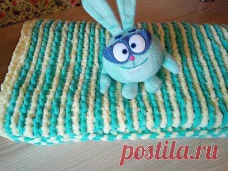 Плюшевый плед спицами ТОЛЬКО ЛИЦЕВЫЕ ПЕТЛИ, МК для начинающих
