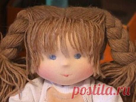 Статичная прическа + оформление челки для вальдорфской куклы