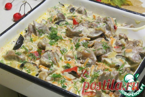 Рагу из куриных желудочков 