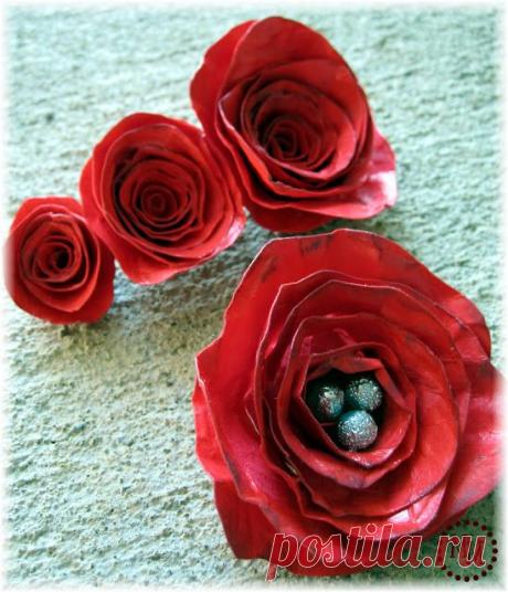 Фарфоровые розы из бумаги. Подробный мастер-класс.