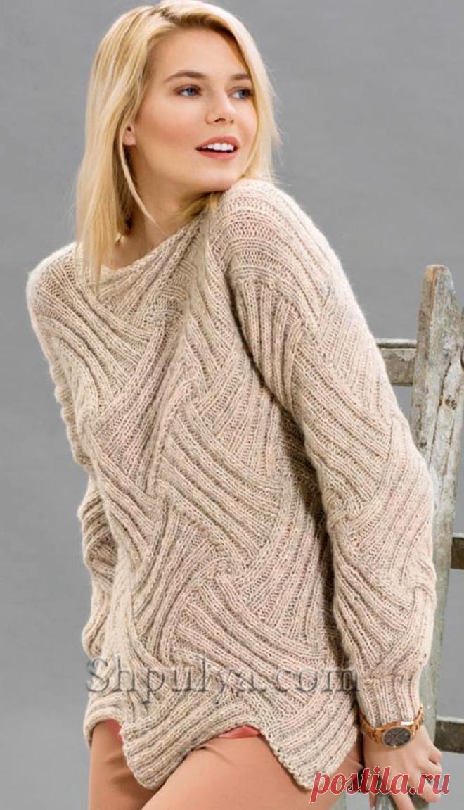 www.SHPULYA.com - Пуловер в технике интерлак