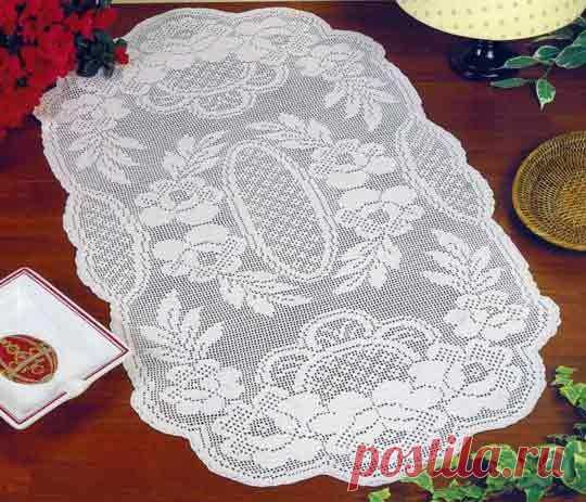 Овальная салфетка "Цветочный хоровод". Схема