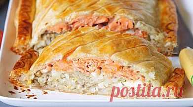 Рецепт - пирог с семгой и рисом - пошаговый кулинарный рецепт с фото