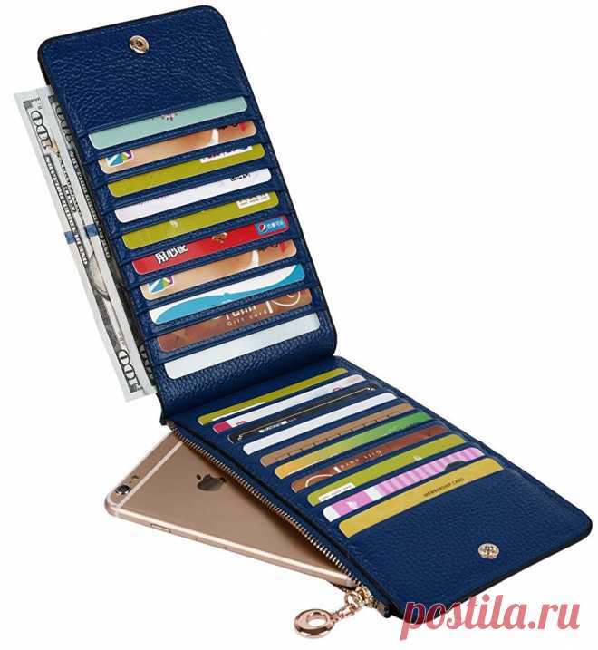 BIG SALE-40% OFF-YALUXE Women's Genuine Leather Multi Card Organizer Wallet with Zipper Pocket Black at Amazon Women’s Clothing store: