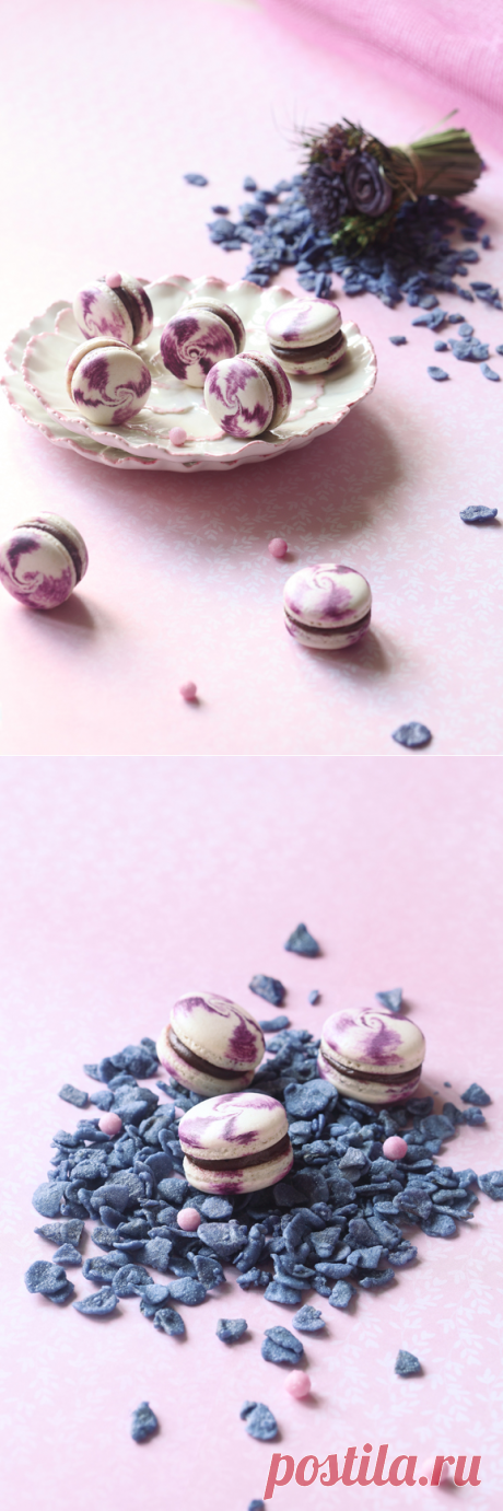 Verdade de sabor: Шоколадно-чернично-фиалковые макаронс / Macarons de chocolate, mirtilo e violeta
