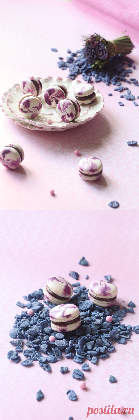 Verdade de sabor: Шоколадно-чернично-фиалковые макаронс / Macarons de chocolate, mirtilo e violeta