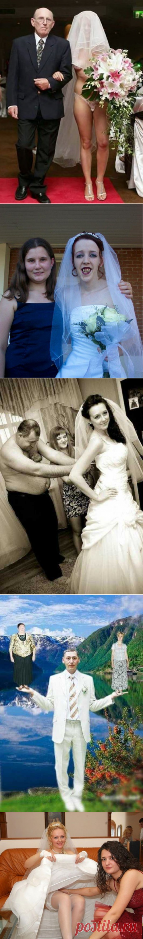 20 самых ужасных и сумасшедших свадебных фото, когда фотограф не слабо поиздевался | Интересные Факты