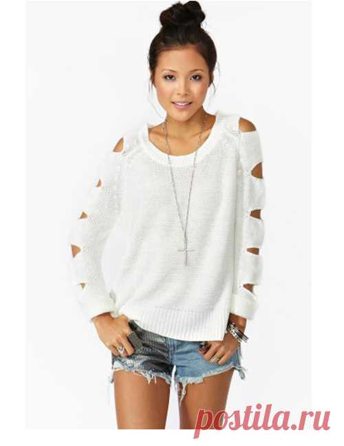 Белая кофта (107 фото): вязаная, с черными рукавами, женская, на одно плечо, черно-белая, трикотажная