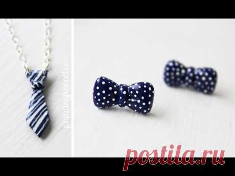 DIY: Bowtie Earrings & Tie Necklace Polymer Clay Tutorial