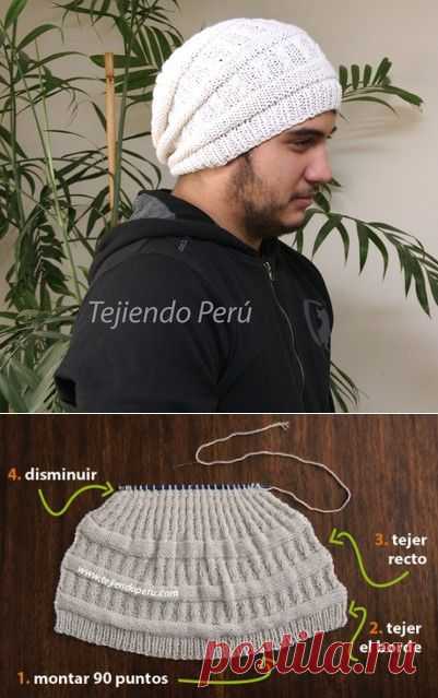 Gorro caído para hombres - Tejiendo Perú