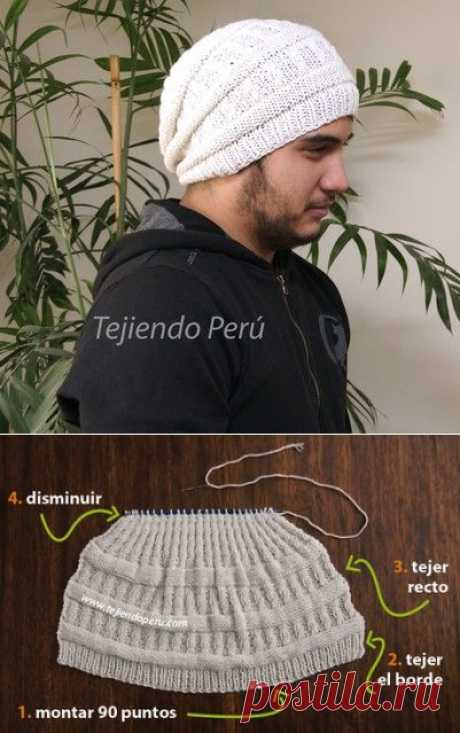 Gorro caído para hombres - Tejiendo Perú