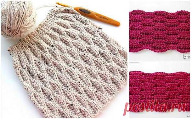 Объёмный узор крючком "Волны". Описание и мастер-класс