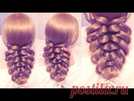 Ребристая коса на резинках | Авторские причёски | Лена Роговая | Hairstyles by REM | Copyright ©
