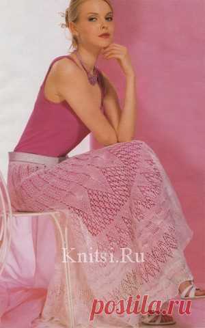 Юбка с ажурными зигзагообразными узорами. Вязание для женщин / Юбки / Спицами