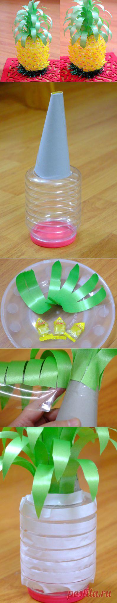 Cách làm quả dứa bằng kẹo Oishi cực đẹp bày bàn thờ ngày Tết