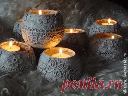 Винтажный набор подсвечников Сицилийское кружево - бежевый,новогодний сувенир