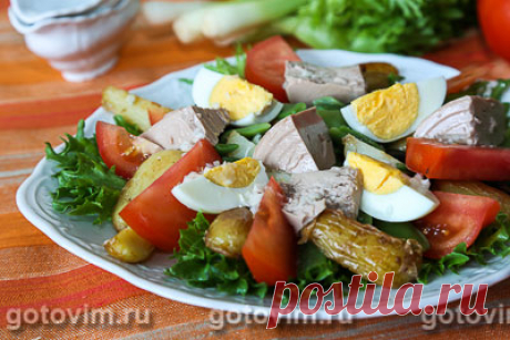 Салат Нисуаз с печенью трески. Фото-рецепт / Готовим.РУ