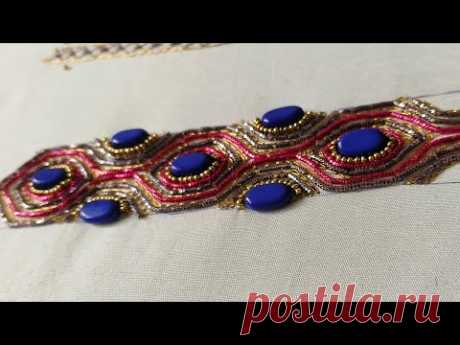 Very creative and shimmery borderline aari work for beginners|| Aari work for beginners||Nice design