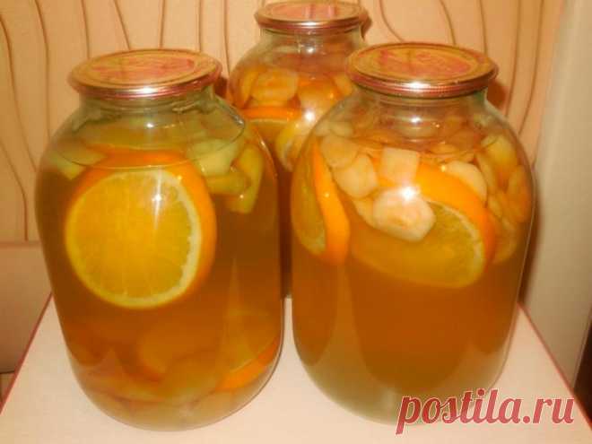 Компот из яблок, лимона и апельсина: домашняя 