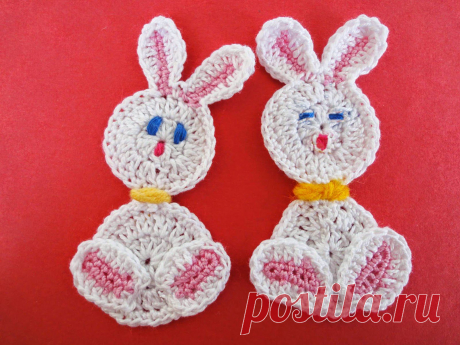 Вязание крючком: Аппликация &quot;ЗАЯЦ&quot; Application RABBIT Crochet (+плейлист)