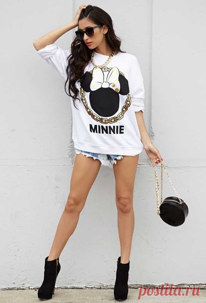 Forever 21 Свитшот с изображением Минни Маус и цепочки