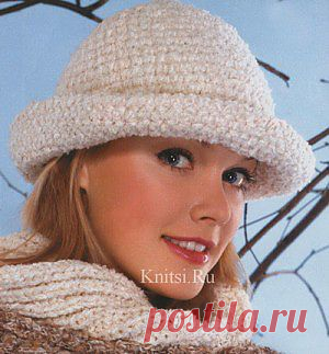 Вязание крючком. Белая шляпка .