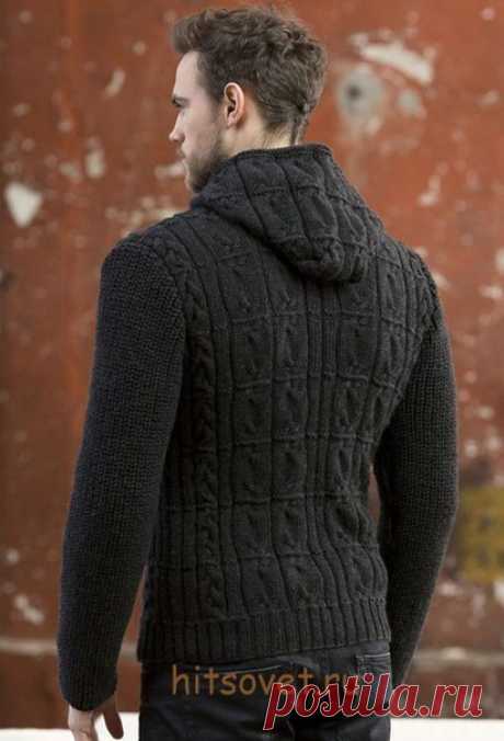 Жакет мужской на молнии вяжется спицами из пряжи LANG YARNS MERINO +, состоящей из экстратонкой мериносовой шерсти.

Вам потребуется пряжи 1000 (1050, 1100, 1150) грамм или 20 (21, 22, 23) мотка оттенка антрацит, спицы № 4,5 и 5; молния с двумя бегунками длиной 60 см.

Размеры мужского жакета: S (M, L, XL).

Охват груди: 94 (104, 112, 122) см, длина 70 см.

Узор I, спицы № 4,5: 1 кромочная, *1 изнаночная, 2 лицевые, 1 изнаночная*, повторять от * до * закончить 1 кромочной....