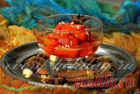 Тыква запечённая в духовке, сладкая кусочками с медом